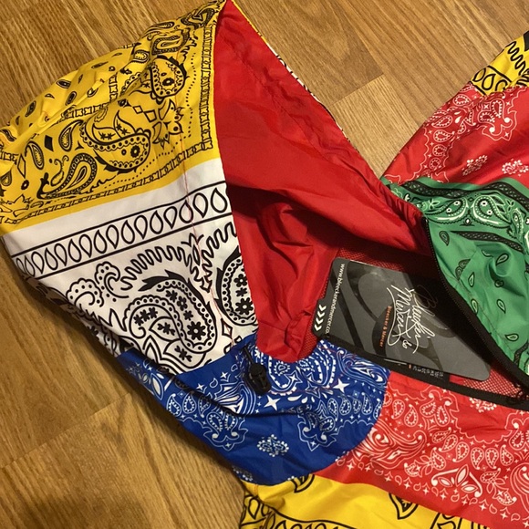 NWT Bleecker & Mercer patchwork printed multicolored 3/4 zippered jacket wm lg - Picture 5 of 10